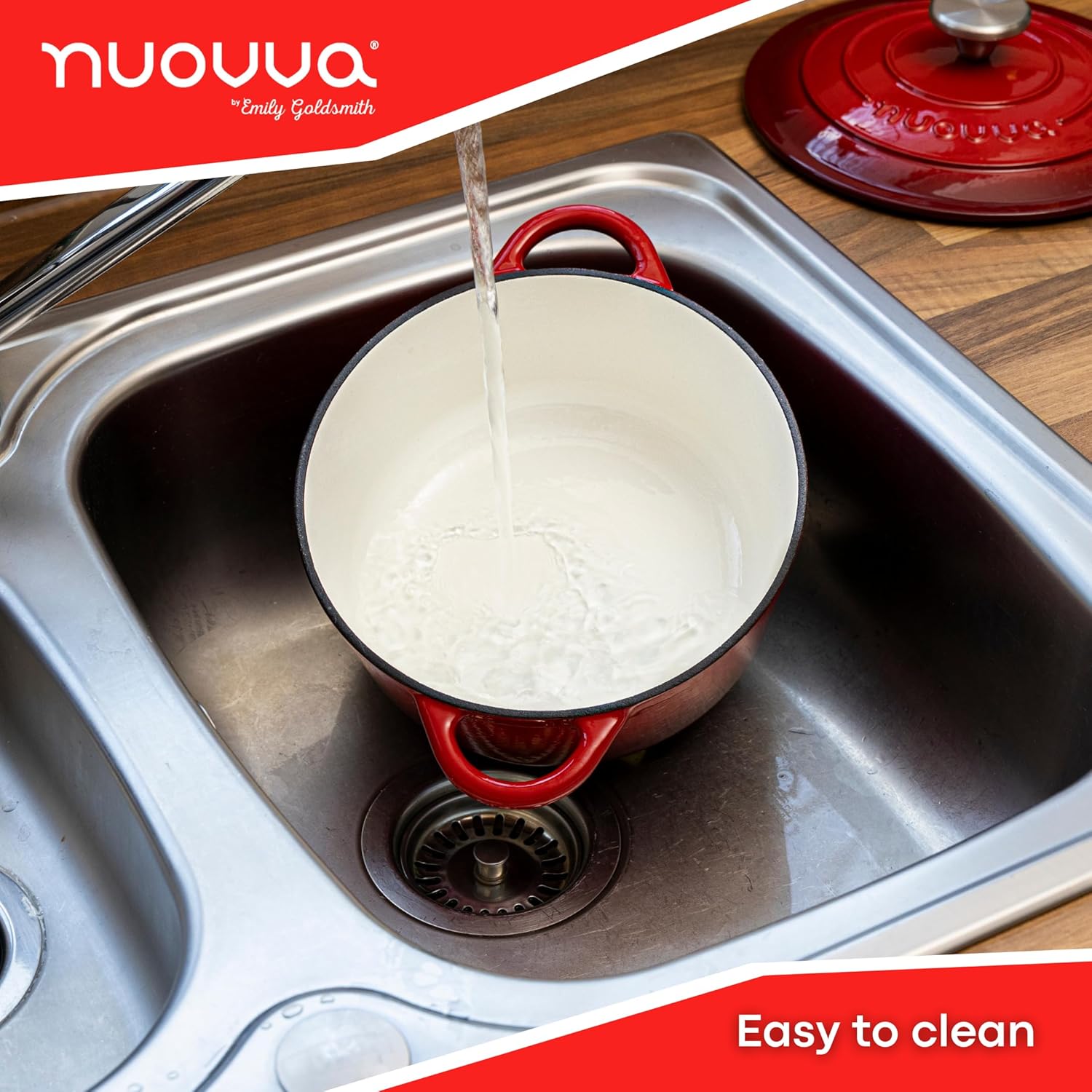 Red Cast Iron Dutch Oven with Lid - 2L, 20cm