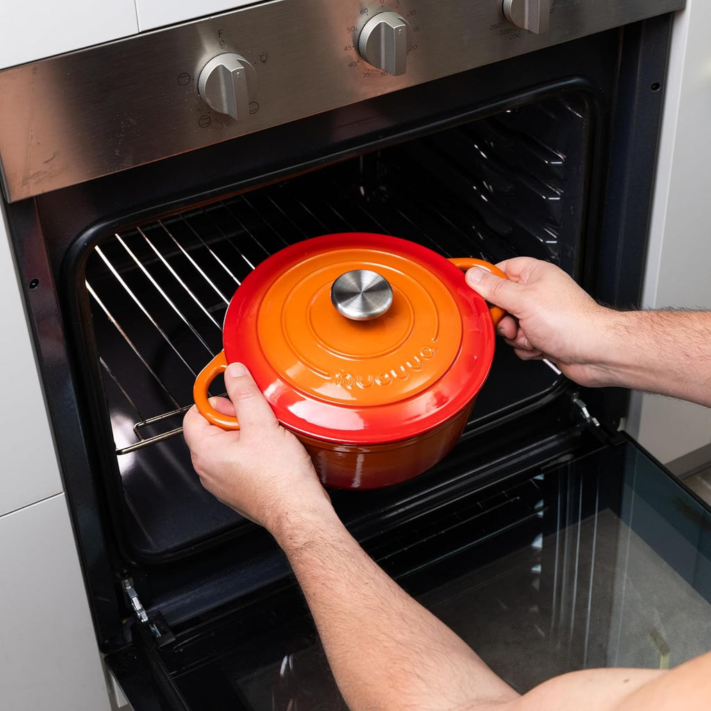 Orange Cast Iron Dutch Oven with Lid - 2L, 20cm
