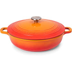 Orange Aluminium Shallow Casserole Pan with Lid - 28cm - 3.9L, by Nuovva