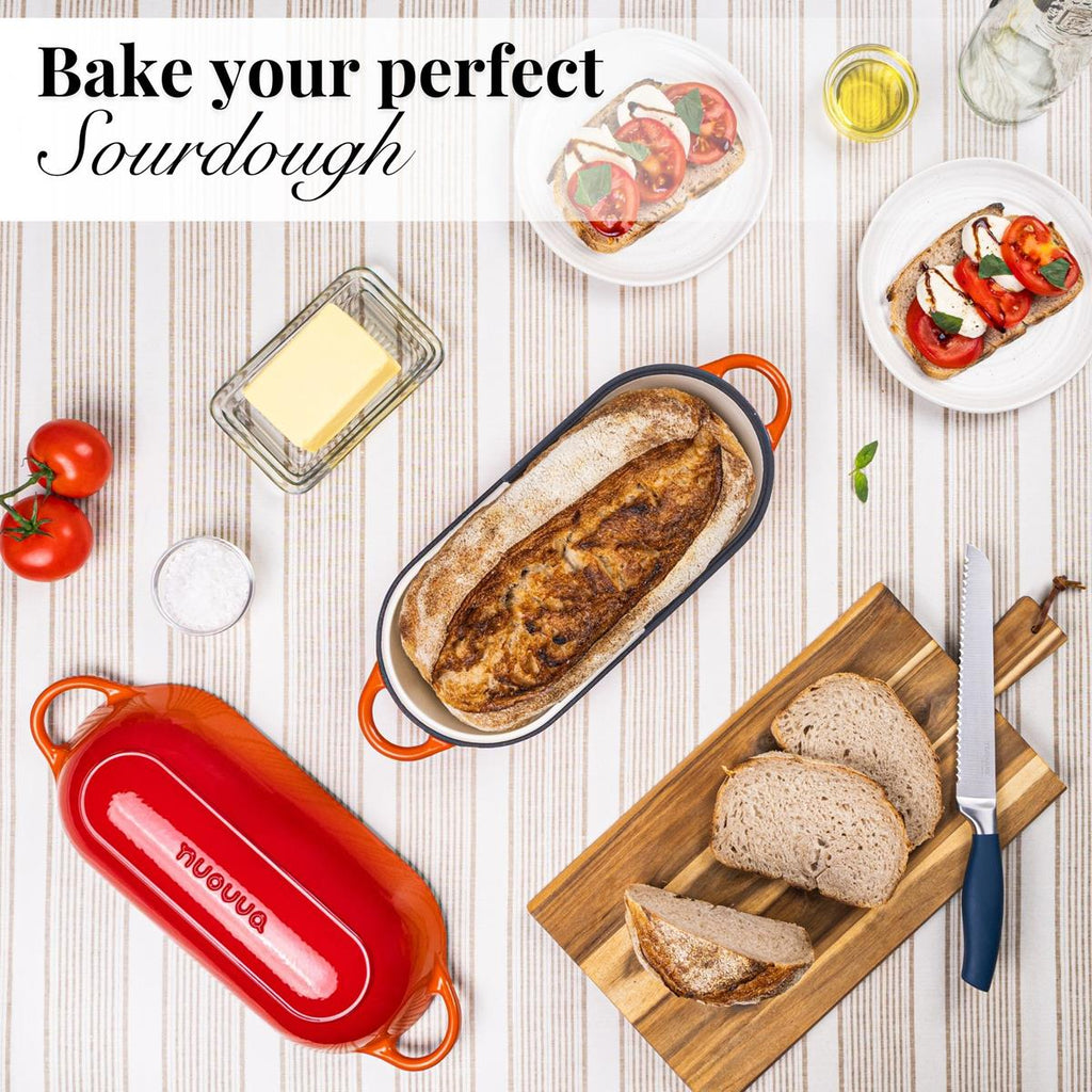 Enamelled Cast Iron Bread Loaf Pot – Non-Stick Dutch Oven, 32cm x 14cm (Multiple Colours),by Nuovva