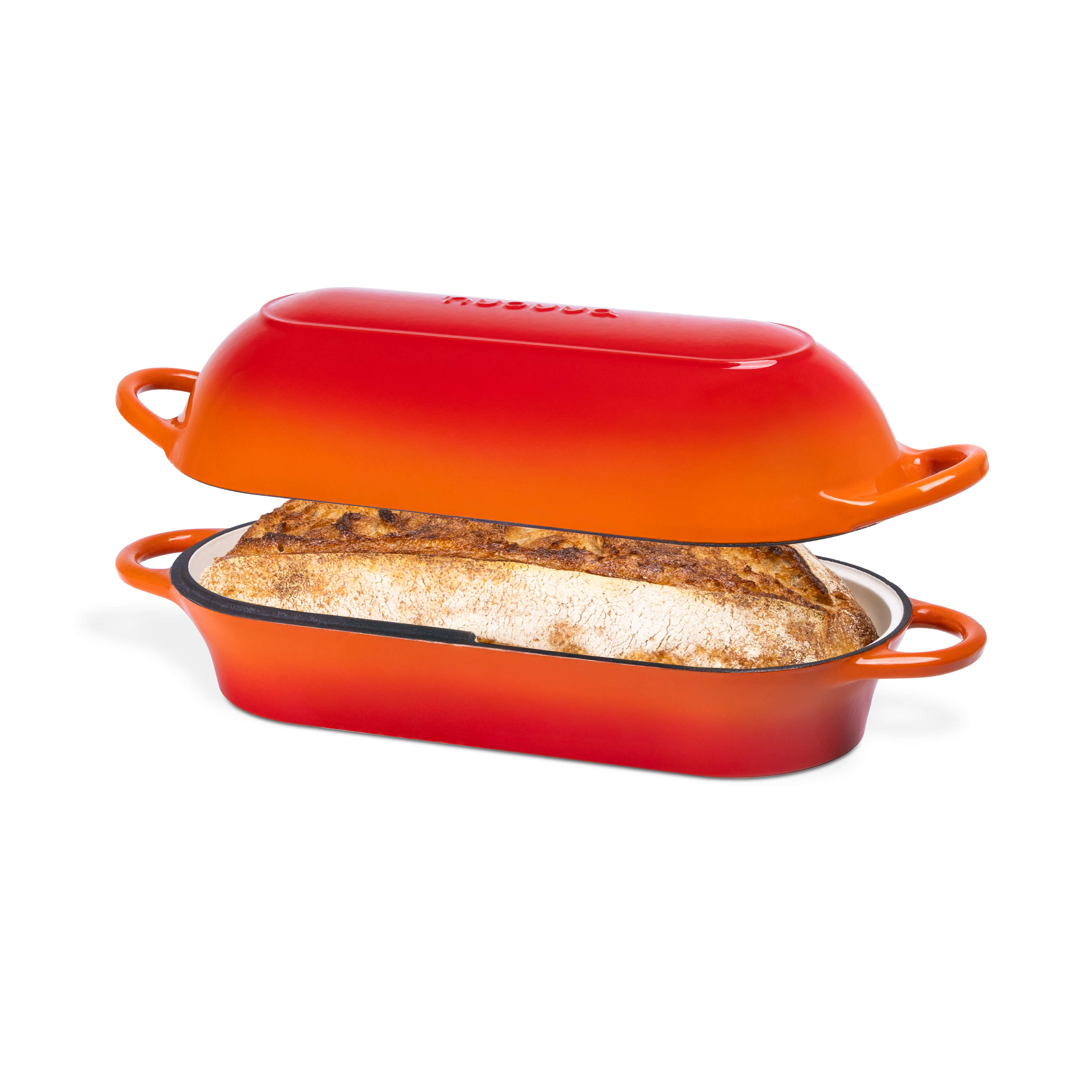 Orange Enamelled Cast Iron Bread Loaf Pot, Non-Stick Dutch Oven - 32x14cm, By Nuovva