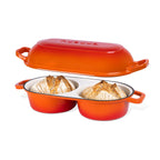 Orange Enamelled Cast Iron Dutch Oven, Double Loaf Bread Pan, 16cm, By Nuovva