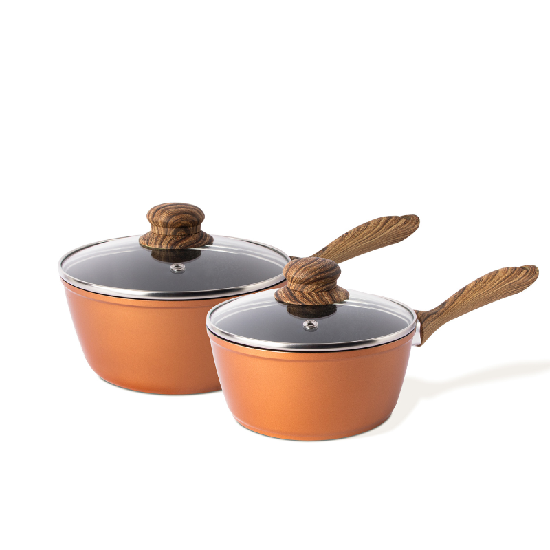 Copper Non-Stick Saucepan with Lid (Multiple Set Sizes), by Nuovva