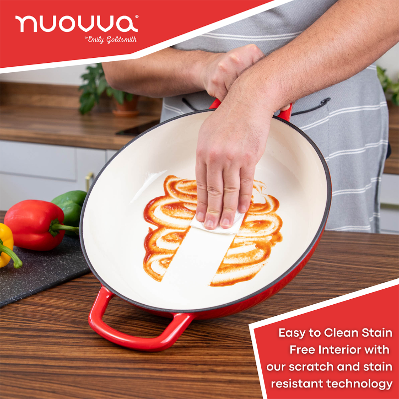 Shallow Cast Iron Dutch Oven Casserole Pot (Multiple Colours & Sizes) by Nuovva