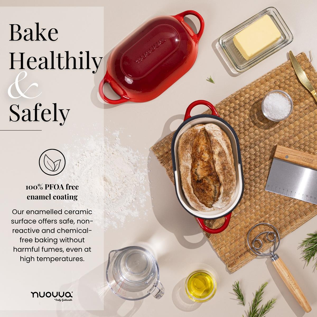 Enamelled Cast Iron Bread Loaf Pot – 22.5 × 14cm, Dutch Oven (Multiple Colours), by Nuovva