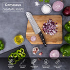 Santoku Knife – 67-Layer Damascus Steel, Rosewood Handle – 7 Inch by Nuovva