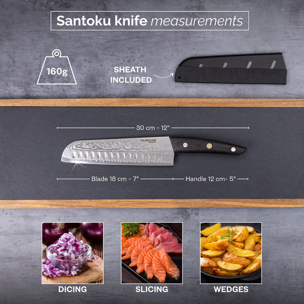 Santoku Knife – 67-Layer Damascus Steel, Rosewood Handle – 7 Inch by Nuovva