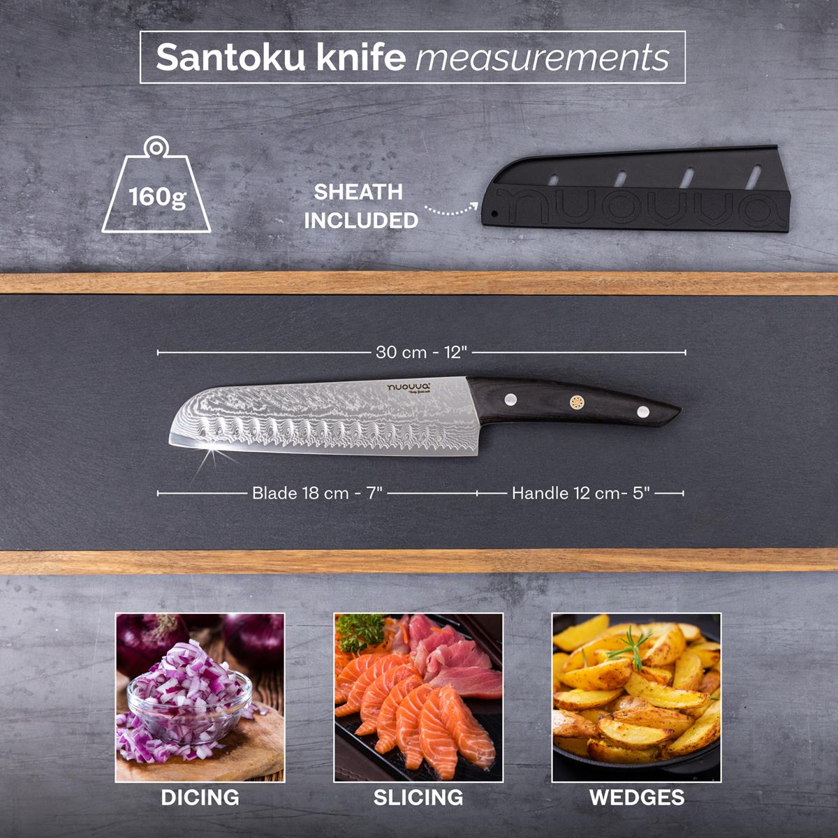 Santoku Knife – 67-Layer Damascus Steel, Rosewood Handle – 7 Inch by Nuovva