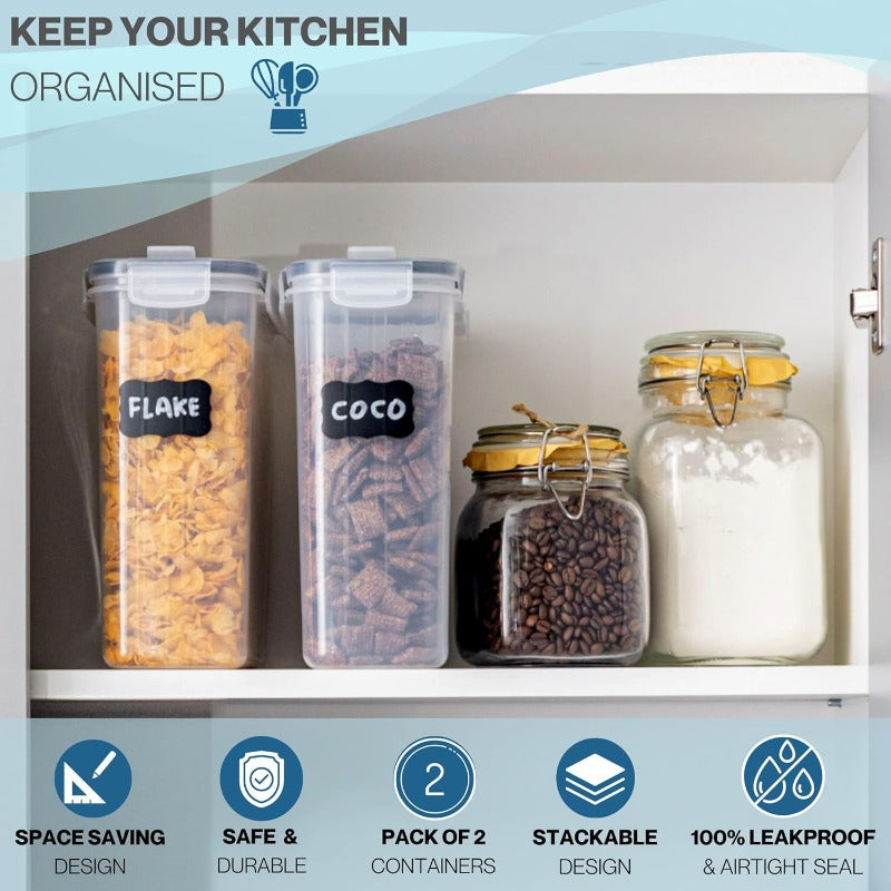 Cereal Storage Containers For Pantries Airtight BPA-Free 4L - 4pcs, by Nuovva