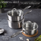 Stainless Steel Cookware Set of 17, 14, 8, 6, 5 with Lids – by Nuovva