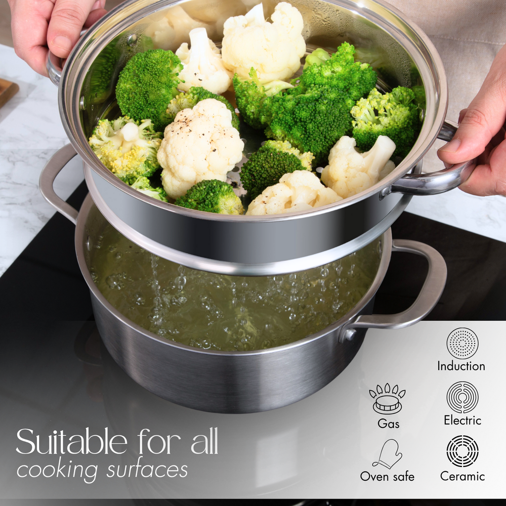 17pcs Stainless Steel Pots and Pans Cookware Set, by Nuovva