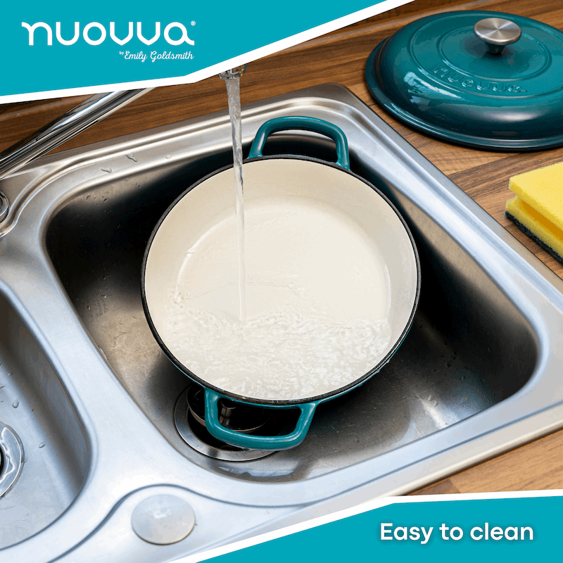 Shallow Cast Iron Dutch Oven Casserole Pot (Multiple Colours & Sizes) by Nuovva