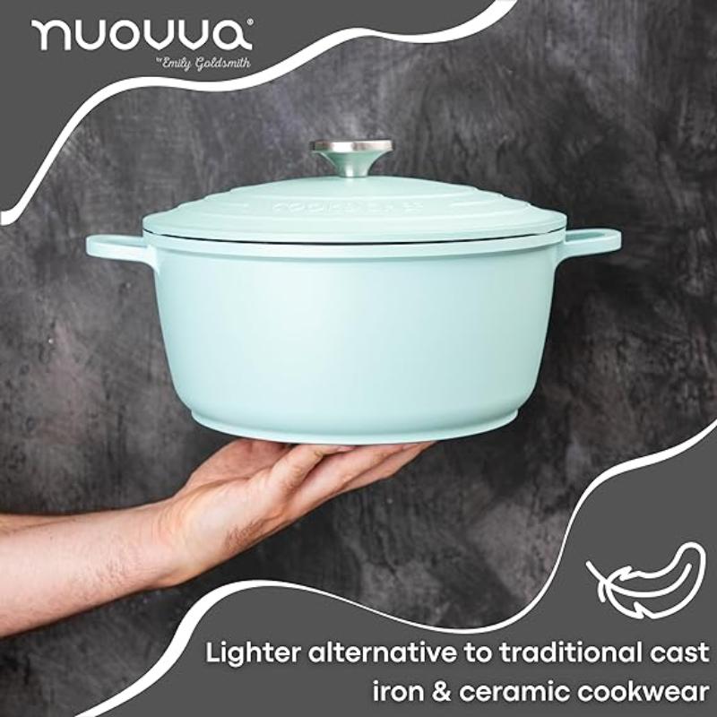 Teal Aluminium Casserole Pot with Lid - 4L - 24cm, by Nuovva