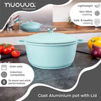 Teal Aluminium Casserole Pot with Lid - 4L - 24cm, by Nuovva