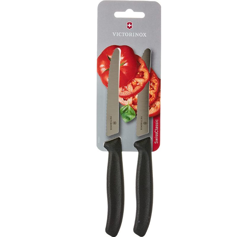 Victorinox Swiss Classic Utility Knife Set - 2 Pcs Round Serrated Blade, Blister Pack
