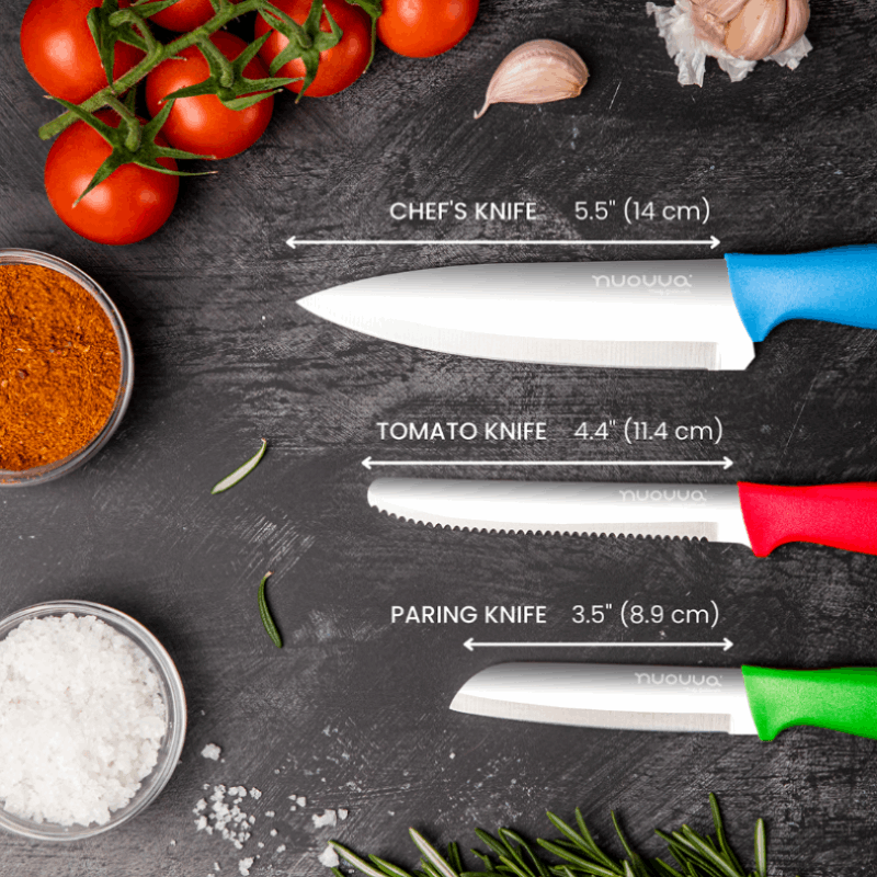 Multicolour Kitchen Knife Set, Stainless Steel Non-Stick Blades - 3 pieces, by Nuovva