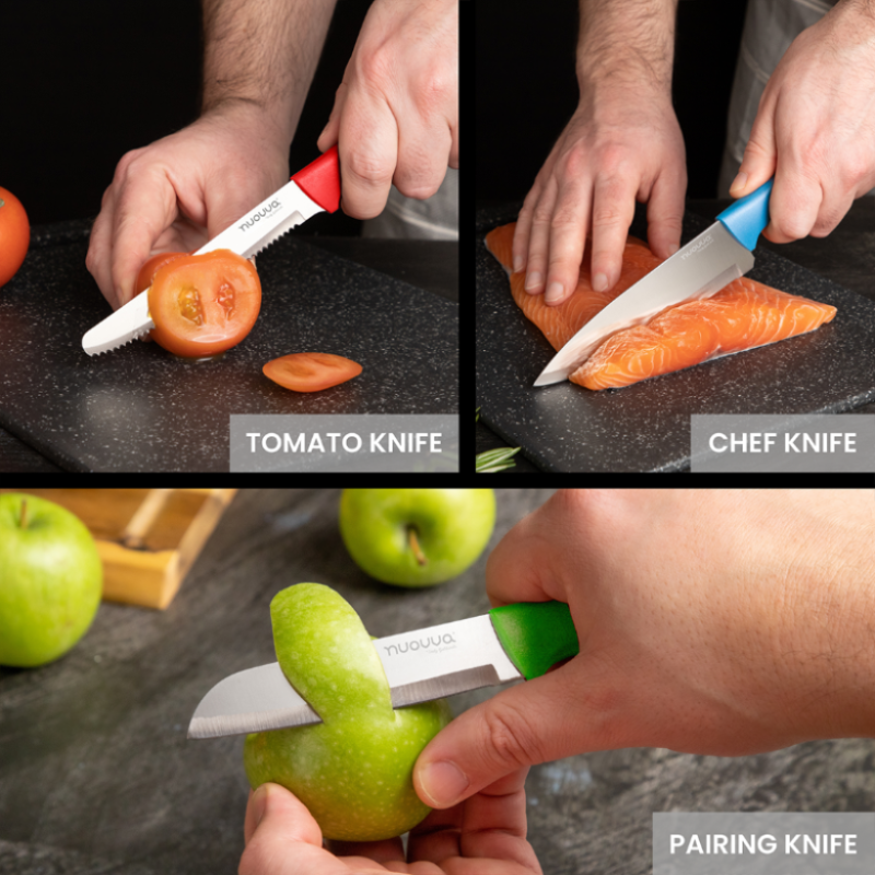 Kitchen Knife Set, Stainless Steel Non-Stick Blades - 3 pieces (Multiple Colours), by Nuovva