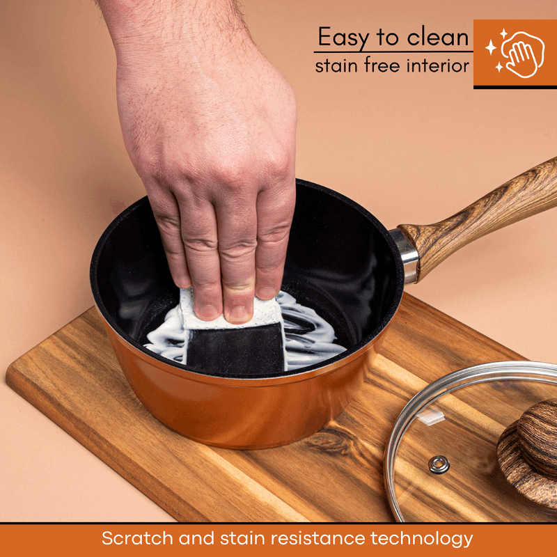 Non-Stick Saucepan with Lid -16cm (Multiple Colours) by Nuovva