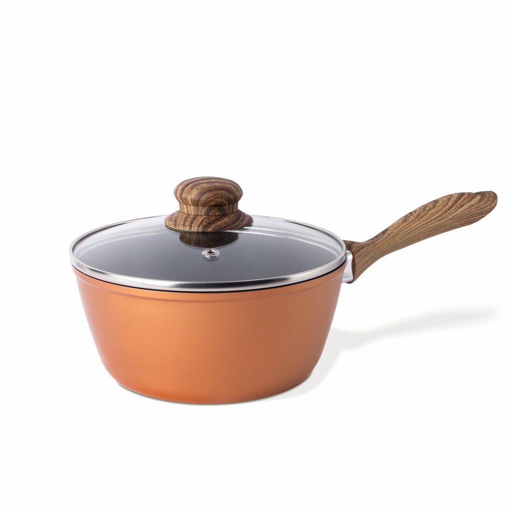 Non-Stick Saucepan with Lid (Multiple Sizes & Multiple Colours) by Nuovva