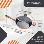 Copper Induction Non-Stick Sauté Pan With Lid – 28cm, by Nuovva