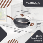 Induction Non-Stick Sauté Pan With Lid - 28cm( Multiple Colours) by Nuovva