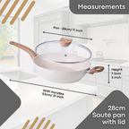 Cream Induction Non-Stick Sauté Pan With Lid - 28cm by Nuovva