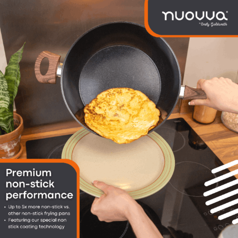 Induction Non-Stick Sauté Pan With Lid - 28cm( Multiple Colours) by Nuovva
