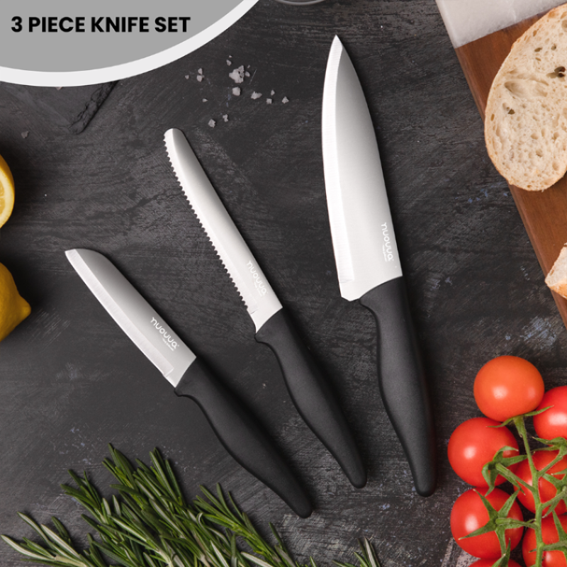 Kitchen Knife Set, Stainless Steel Non-Stick Blades - 3 pieces (Multiple Colours), by Nuovva