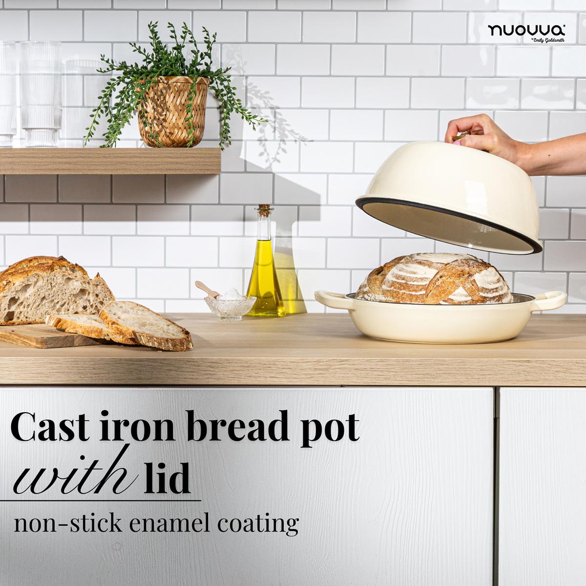 Enamelled Cast Iron Dutch Oven Bread Pot, 5.6 Lite - 26cm (Multiple Colours) by Nuovva