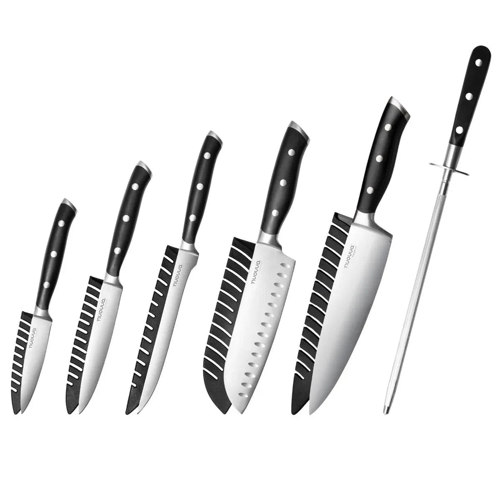 6pcs High Carbon Stainless Steel Kitchen Knife Set with Sharpener – By Nuovva