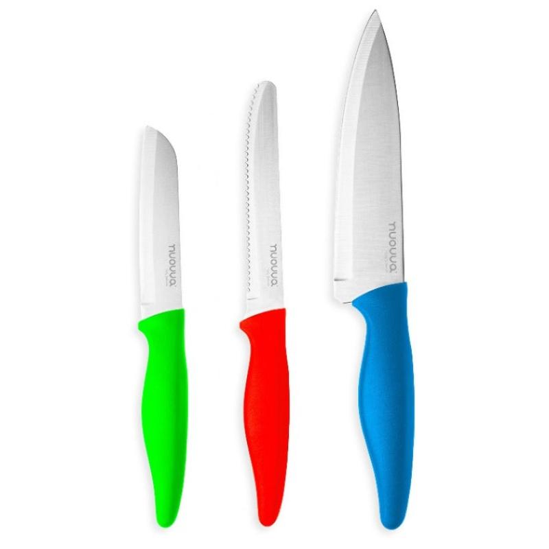 Multicolour Kitchen Knife Set, Stainless Steel Non-Stick Blades - 3 pieces, by Nuovva