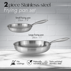 2pcs Stainless Steel Frying Pan Set – 20cm & 28cm, Induction Compatible – By Nuovva