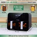 Air Fryer Oven With Preset Functions (Multiple Sizes) 4L 1200W, 6.5L 1500W,  9L 2400W, by Nuovva
