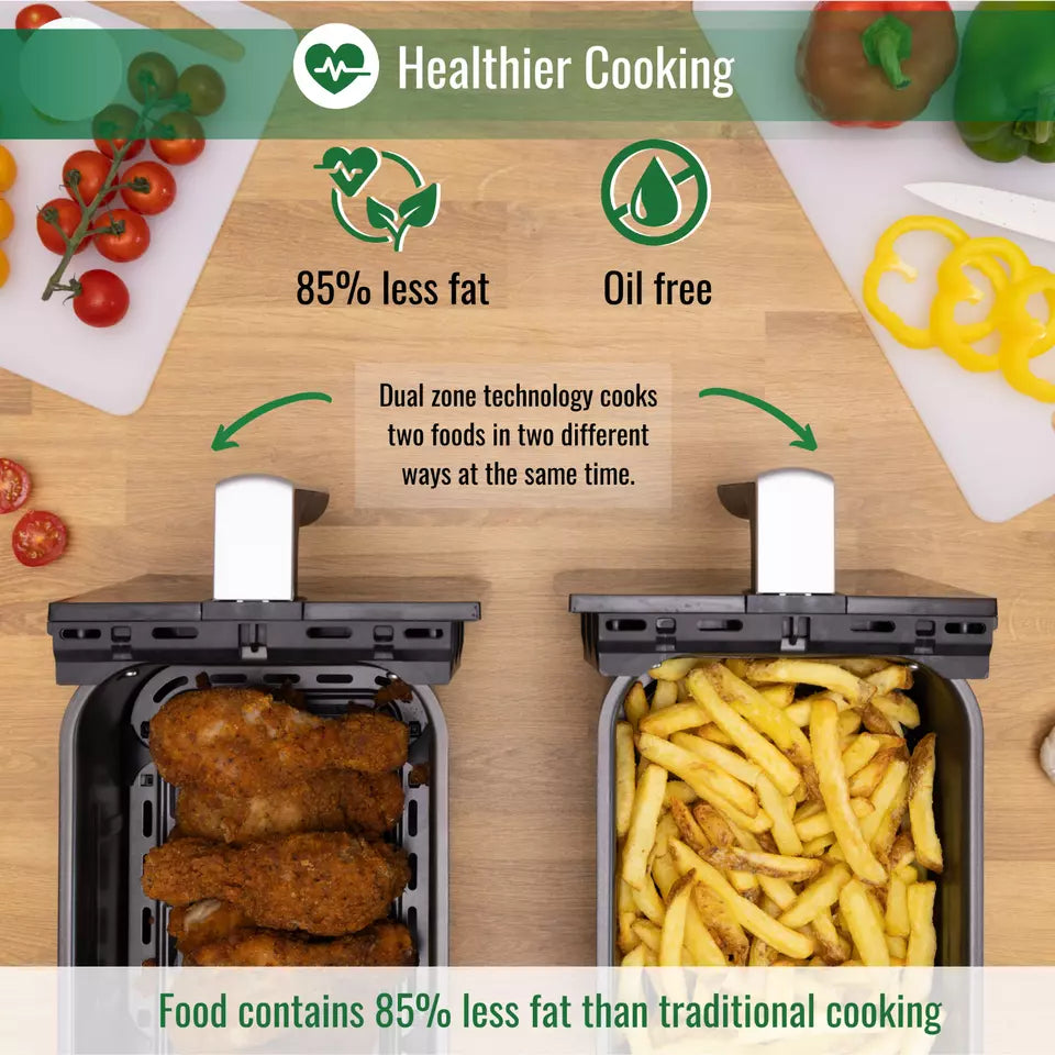 Dual Air Fryer Oven With 12 Presets – 9L, 2400W, by Nuovva